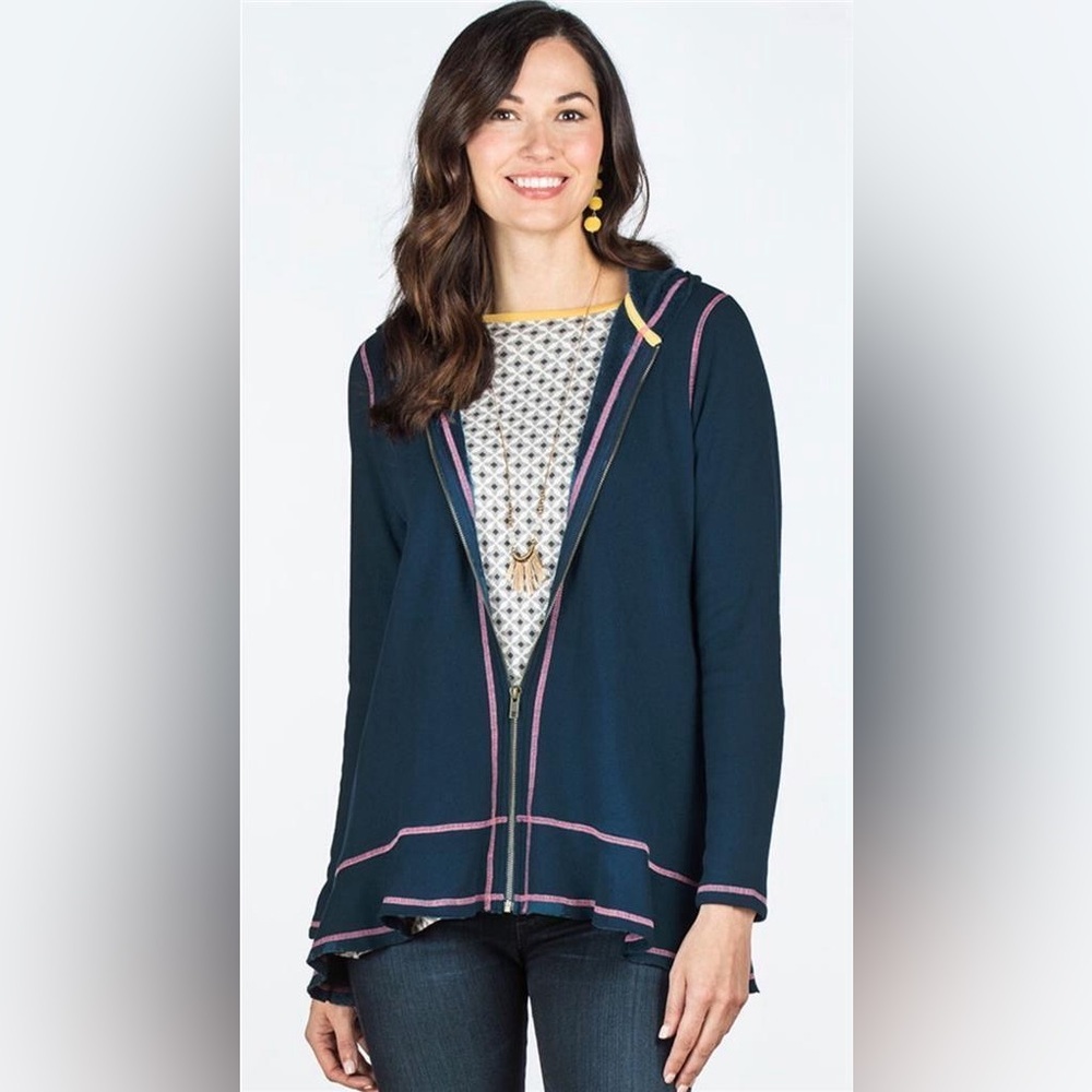 Matilda Jane Women’s Be Present Blue Fleece Lined Hoodie Size Medium